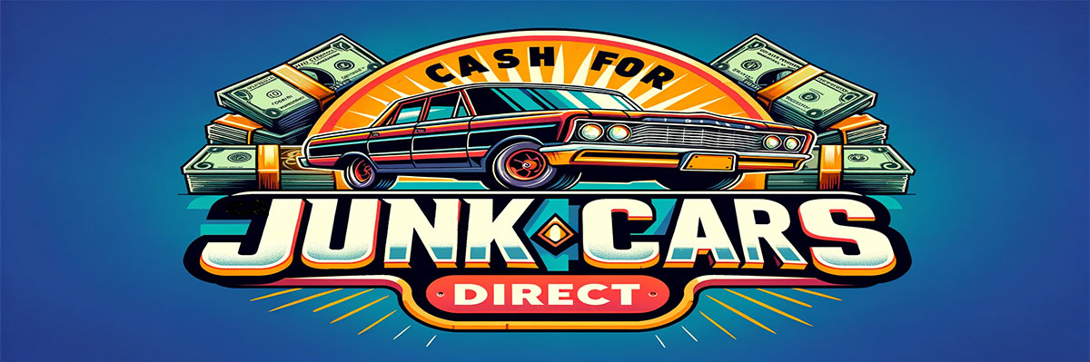 Showing Cash For Junk Cars Direct With a Junk Car and Stacks of Cash
